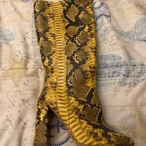 Yellow snakeprint boots